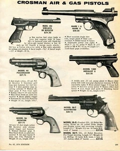 1974 Print Ad of Crosman Air & Gas BB Pellet Gun 454 1300 38T 36 44 Peacemaker - Picture 1 of 2