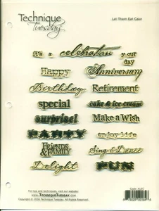 Technique Tuesday LET THEM EAT CAKE Rubber Stamps - Celebration Words - Picture 1 of 1