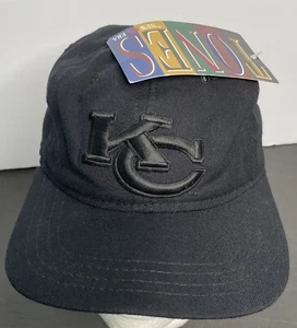 RARE Vtg TONES By New Era Kansas City Chiefs NFL All Black Team Collection Hat - Picture 1 of 10