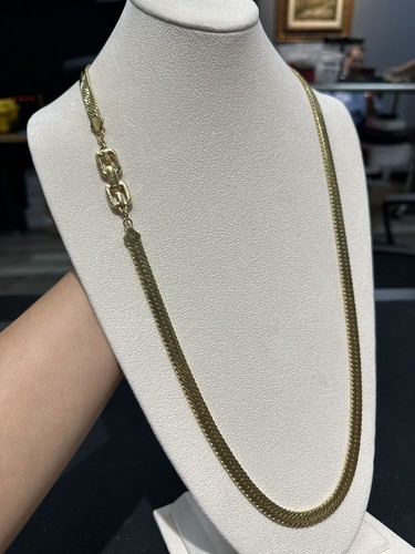 Collana catena vintage GIVENCHY spina di pesce tono oro pesante 31 75”