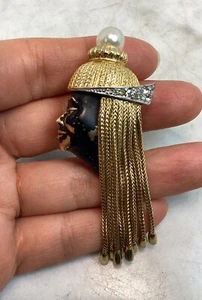 Vintage MARCEL BOUCHER Blackamoor Faux Pearl Strass Pin Brosche selten - Bild 1 von 15
