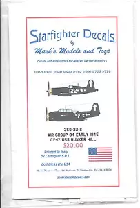 Starfighter Air Group 84 Early 1945 Mrkngs, CV-17 Bunker Hill Decals 1/350 22 ST - Picture 1 of 2