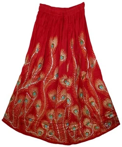 One Size XS To L Indian Ethnic Sequin Floral Maxi Skirt For Women Hippie Boho - Picture 1 of 2