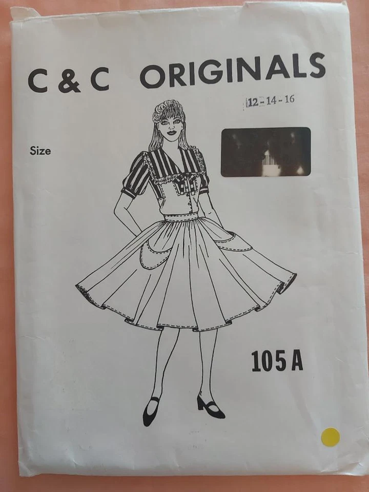 C & C Originals 105A Square Dance Skirt & Blouse Pattern Size 12-14-16  UNCUT - Image 1 of 2