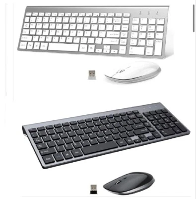 TopMate Silent Wireless Keyboard and Mouse Ultra Slim Cordless Combo Set White - Image 1 of 2