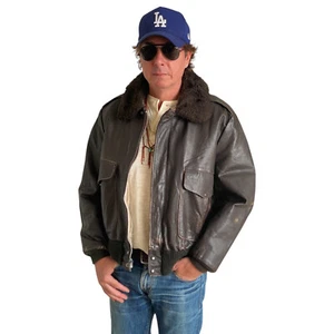 Size Large. Vintage leather bomber Flight Jacket Made In USA Aviator - Imagen 1 de 10
