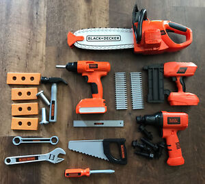 Black & Decker Kids Toy Tools Hammer Lumber Wrench Nail Gun Drill Chain Saw ++++