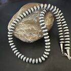 Native 8mm Saucer Sterling Silver Navajo Pearls 19" Hook Eye Cone Necklace 17823