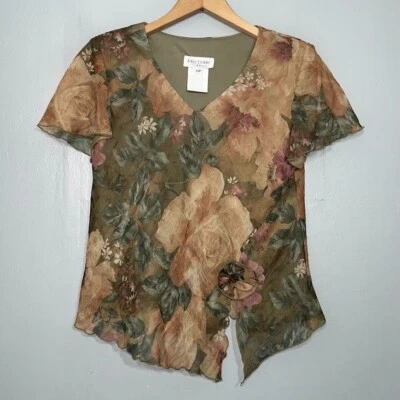 Top floral antiguo vintage talla 10 femenino romántico cabaña Goblincore Foto 1 de 4