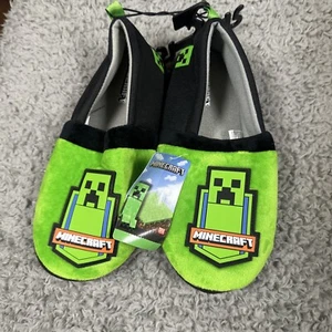 Minecraft Boys Green Creeper Loafers Slippers House Shoes 4-5 - Picture 1 of 3