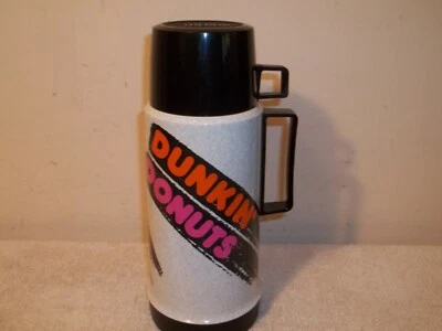 Vtg Dunkin Donuts Stripes Pattern 36 Oz Coffee Thermos w/Pour Spout & Cup  - Image 1 of 4
