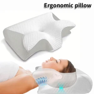 2-in-1 Memory Foam Neck Pillow Ergonomic Orthopedic Travel Sleep Support - Picture 1 of 9