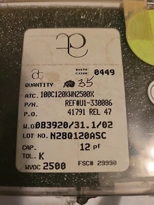 American Technological Ceramics 100C120KWN2500X 100C 2325 10PF 2500V 10% LOTTO 35 - Foto 1 di 4