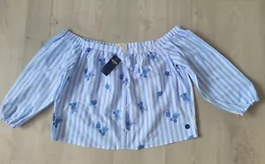 Women's Hollister blouse blue white stripe Color Size L new - Picture 1 of 5