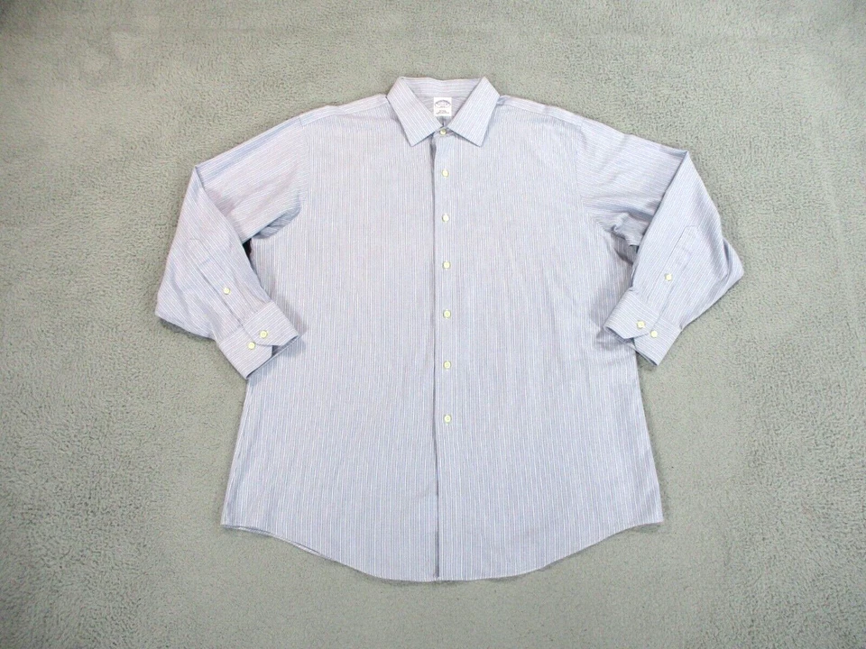 Brooks Brothers Shirt Mens 17 1/2 Slim Blue Cotton Button Down Casual Soft 346 - Image 1 of 4