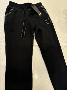 True Religion solide schwarze Fleece Stretch Jogginghose Sweatpant Hufeisen Logo 139 $ XS - Bild 1 von 9