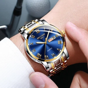 Uhr Herren Edelstahl Wasserdicht Uhren Classic Business Quarz Armbanduhr - Bild 1 von 10