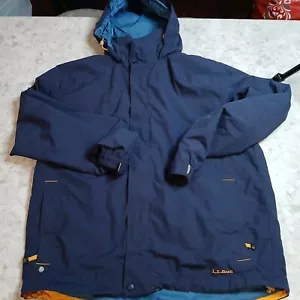 VINTAGE LL Bean Jacket Mens Adult Large Tall Blue/Yellow Hooded Coat L.l Bean - Picture 1 of 14