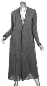 PAS DE CALAIS Womens Grey Wool Raw Hem Long Jacket Coat FR34 US2 XS NEW - Picture 1 of 5