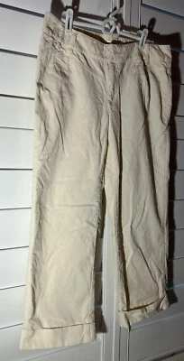 Calça Capri Feminina WHBM WHITE HOUSE BLACK MARKET Tamanho 10 Veludo Creme Algemada - Imagem 1 de 4