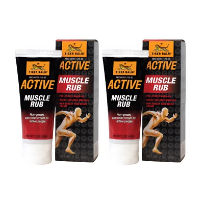 2x Tiger Balm Active Muscle Rub 60g Non-Greasy Pain Relievers Cream - Image 1 of 4