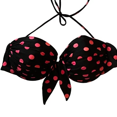 LaBlanca Bikini Top Size 14 Black With Pink Polka Dots Underwire  - Image 1 of 4
