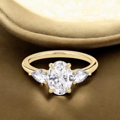 Oval Cut Lab Created Diamond Engagement Ring 1.70 Ct IGI 14K Yellow Gold - Image 1 of 4