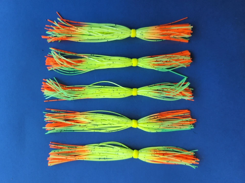 5 Silicone Skirt Fire Tiger Tip 5-212 Fish Lure Spinnerbait Buzz  jig tackle Tab - Image 1 of 1