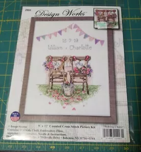 Kit de punto de cruz ~ Design Works sillas de boda anuncio 9""x12"" #DW2993HL A1 - Imagen 1 de 2