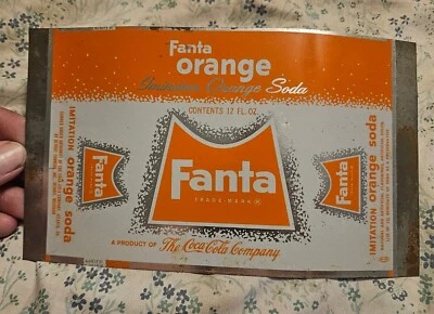 Extremely Rare Early 1960’s Fanta Orange Soda Flat Top Can Unrolled Unused Sign - Image 1 of 4