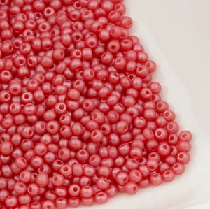 Czech Seed Beads Round 11/0 Opal Frosted Orange Red Luster 15g 10645214 - Picture 1 of 3