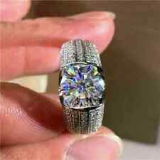 4Ct Round Cut Lab-Created Diamond Fancy Men's Wedding Ring 14k White Gold Plated
