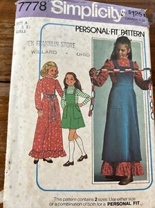 Sewing Pattern 1970’s Simplicity Number 7778 Size 7 & 8 Year 1976 Dress Pinafore - Picture 1 of 2