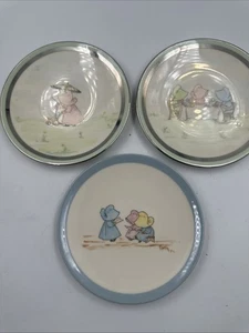 Flintridge Porzellan handverzierte Teller 3 Stück Kinder beim Spielen Kalifornien USA - Bild 1 von 11
