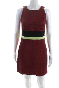 Louis Vuitton Womens Leather Smocked Colorblock Print Tank Dress Red Size 38 - Picture 1 of 5