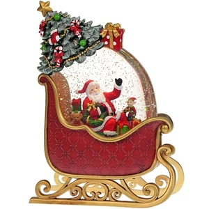 Globo de nieve de Navidad con trineo de Papá Noel alce - Globo de nieve musical iluminado Chr... - Imagen 1 de 7