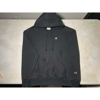 Champion Sudadera con Capucha Tejido Inverso Para Hombres XLarge Pullover Sudadera Negra Foto 1 de 4