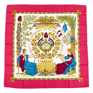 Hermes Silk Scarf Carre 90 "LIBERTE EGALITE FRATERNITE REPUBLIQUE FRANCAISE" - Picture 1 of 7