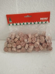 DENAS Tombola Tradizionale VINTAGE NUOVO 90 Numeri Legno Pedine Gioco Natale - Foto 1 di 2