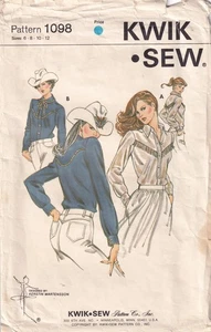 1980s Kwik Sew Sewing Pattern 1098 Misses' Western Blouses 6-12 - Bild 1 von 2