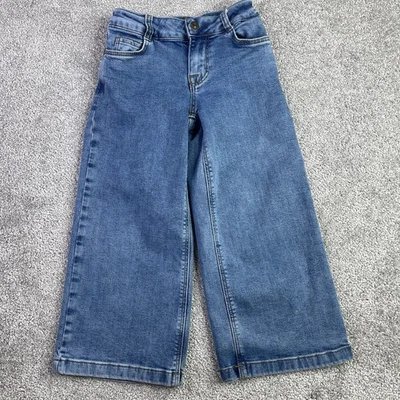 Мини Boden джинсы девочки 6 синий широкие штанины джинсовой ткани регулируемая талия хлопковая смесь  - Изображение 1 из 4