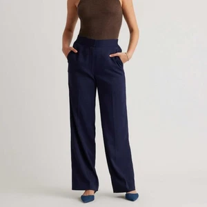 QUINCE Stretch Crepe Classic Trouser Pants Navy Blue Sz 8 {3C42} - Picture 1 of 6