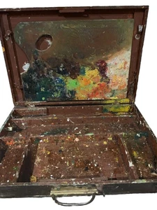 Vintage Künstler Malerkiste Reisekoffer aus Holz mit französischer Palette WOW! - Bild 1 von 12