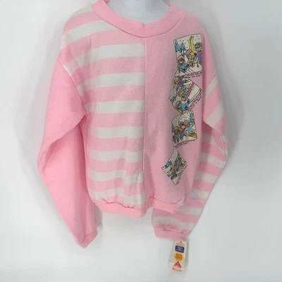 Sudadera Vintage Ronnie Togs Niños Rosa Rayas Dibujos Animados Esquí Hecha en EE. UU. Foto 1 de 4