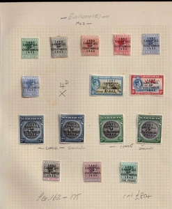 1942 BAHAMAS GVI COLUMBUS Overprints mint stamps to £1 on Album page SEE SCAN - Picture 1 of 1