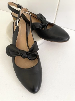 Django & Juliette Black Leather Sling Back Summer Dress Shoe . As New . Size 40. - image 1 of 4