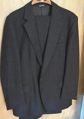 John Alexander Wool Suit Men’s 44R Pure New Wool Charcoal Gray Pin Striped - Image 1 of 4