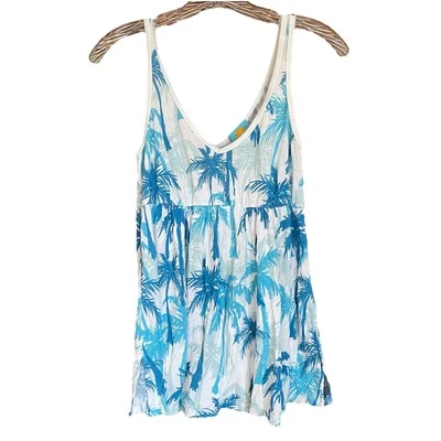 Blusa para mujer C&C California L colorida azul palmeras camiseta sin mangas ligera Foto 1 de 4