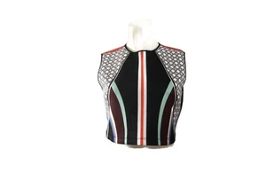 Clover Canyon Women's Back Zip Abstract Crew Neck Crop Top Multicolor Size Large - Picture 1 of 8
