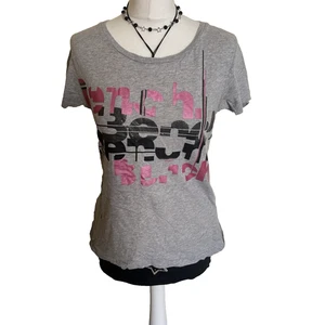 Bench Women's Size XL Y2K T-Shirt Streetwear Urban Logo Spell Out Glitter - Picture 1 of 17